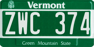 VT license plate ZWC374