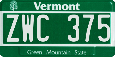 VT license plate ZWC375