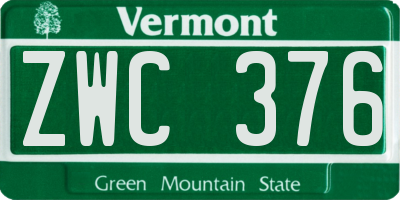 VT license plate ZWC376