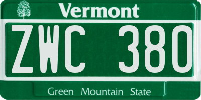 VT license plate ZWC380