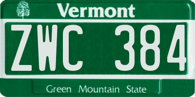 VT license plate ZWC384