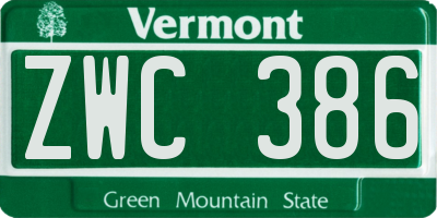 VT license plate ZWC386