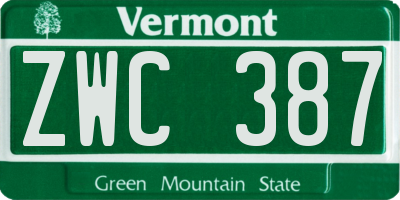 VT license plate ZWC387