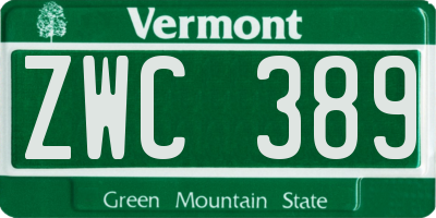 VT license plate ZWC389