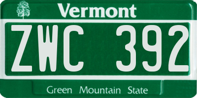 VT license plate ZWC392