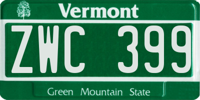 VT license plate ZWC399