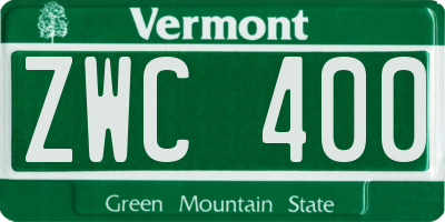 VT license plate ZWC400
