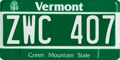 VT license plate ZWC407