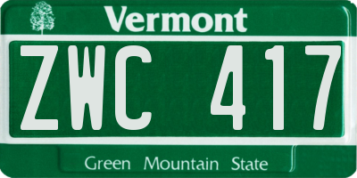 VT license plate ZWC417