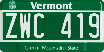VT license plate ZWC419