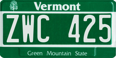 VT license plate ZWC425