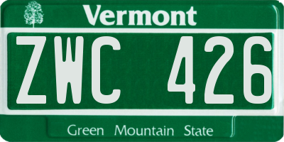VT license plate ZWC426