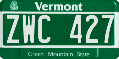 VT license plate ZWC427