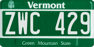 VT license plate ZWC429