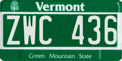 VT license plate ZWC436