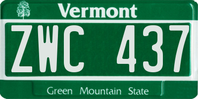 VT license plate ZWC437