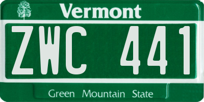 VT license plate ZWC441