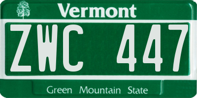 VT license plate ZWC447