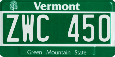 VT license plate ZWC450