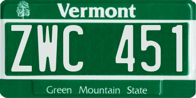 VT license plate ZWC451