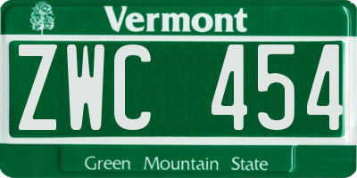 VT license plate ZWC454