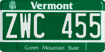 VT license plate ZWC455