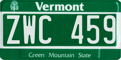 VT license plate ZWC459