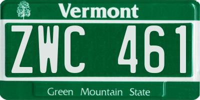 VT license plate ZWC461