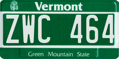 VT license plate ZWC464