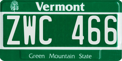 VT license plate ZWC466