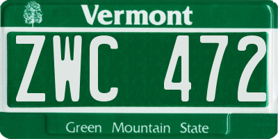 VT license plate ZWC472