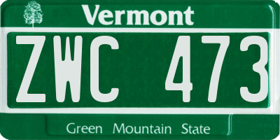 VT license plate ZWC473