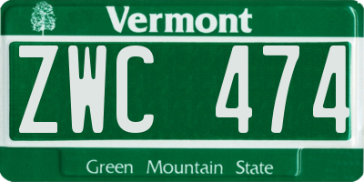 VT license plate ZWC474