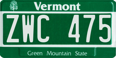 VT license plate ZWC475