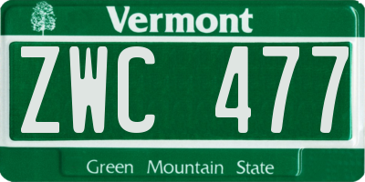 VT license plate ZWC477