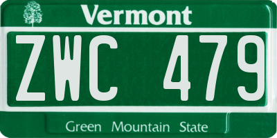 VT license plate ZWC479