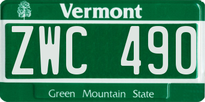 VT license plate ZWC490
