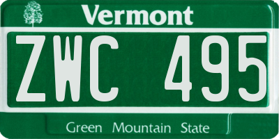 VT license plate ZWC495