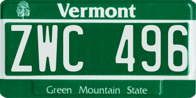 VT license plate ZWC496