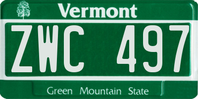 VT license plate ZWC497