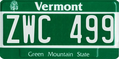 VT license plate ZWC499