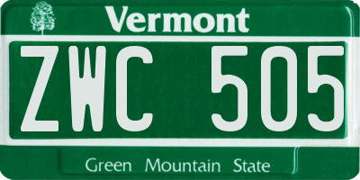 VT license plate ZWC505