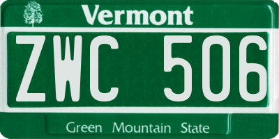 VT license plate ZWC506
