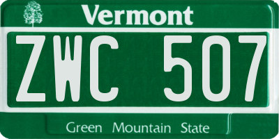 VT license plate ZWC507