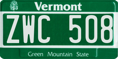 VT license plate ZWC508