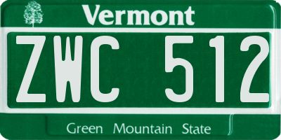 VT license plate ZWC512