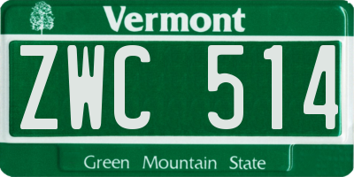 VT license plate ZWC514