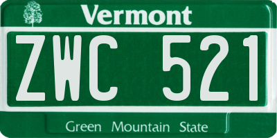 VT license plate ZWC521