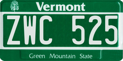 VT license plate ZWC525
