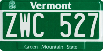 VT license plate ZWC527